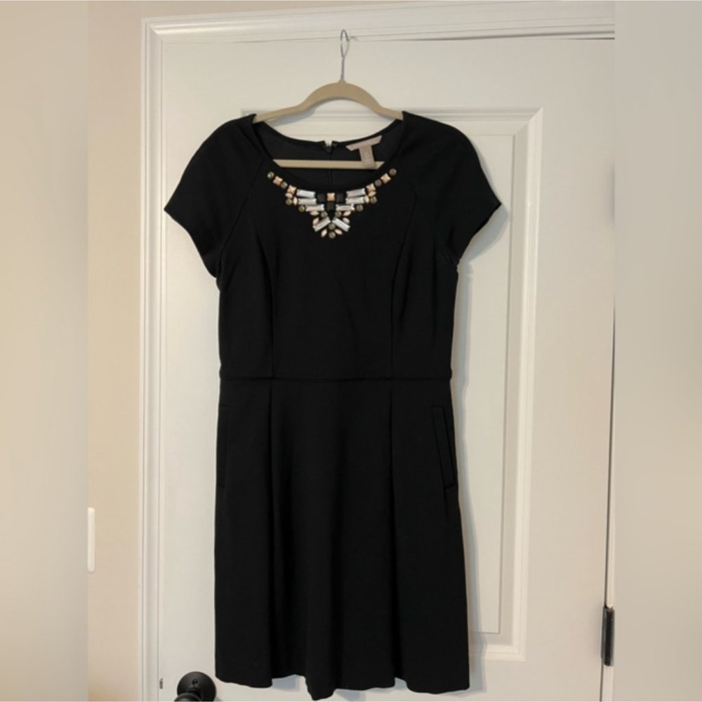 Banana Republic black dress with jewel detail